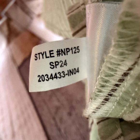 Madewell Smocked Bodice Green Striped Cotton Midi Dress Women's M - Picture 8 of 10